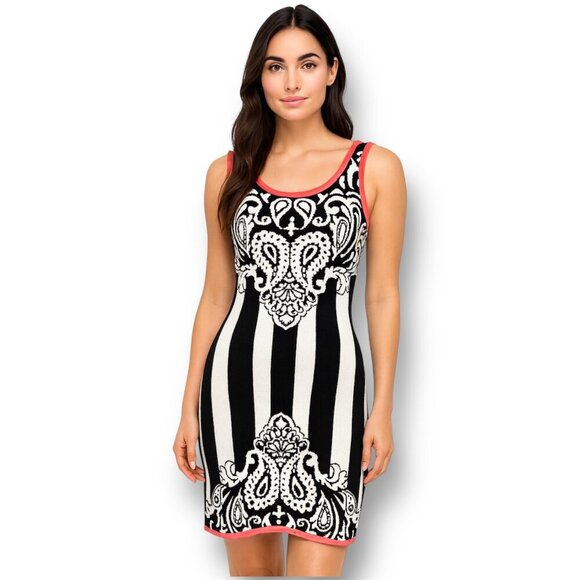 Flying Tomato Large Black Knit Mini Sweater Dress Sleeveless Baroque Whimsigoth - Picture 1 of 7